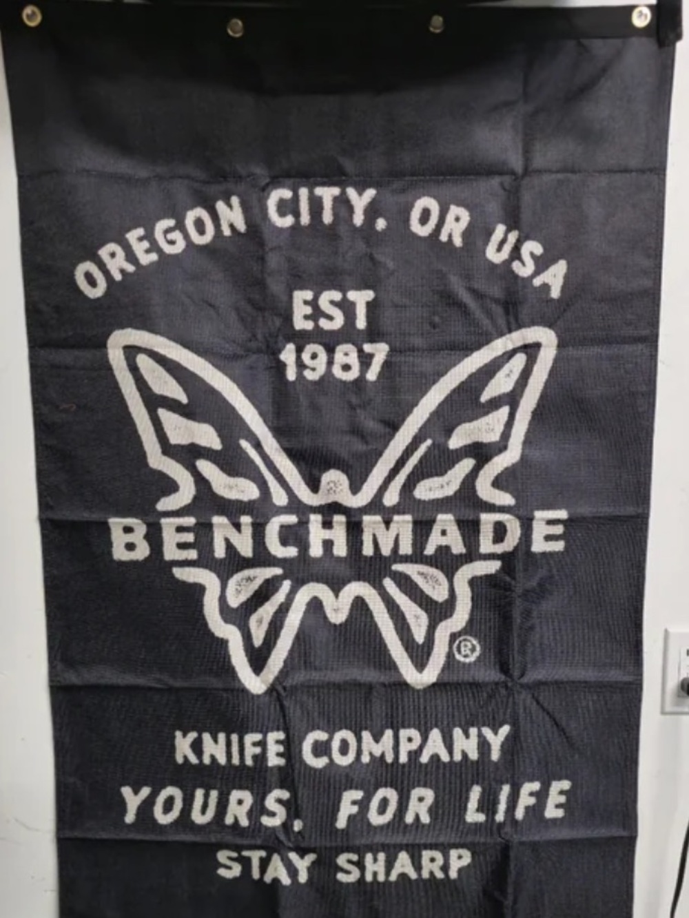 Benchmade Black Butterfly garage banner
